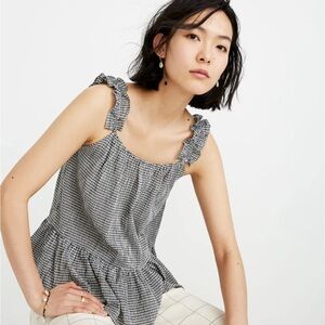 Madewell Ruffle Strap Cami Top in Gingham Size 6
